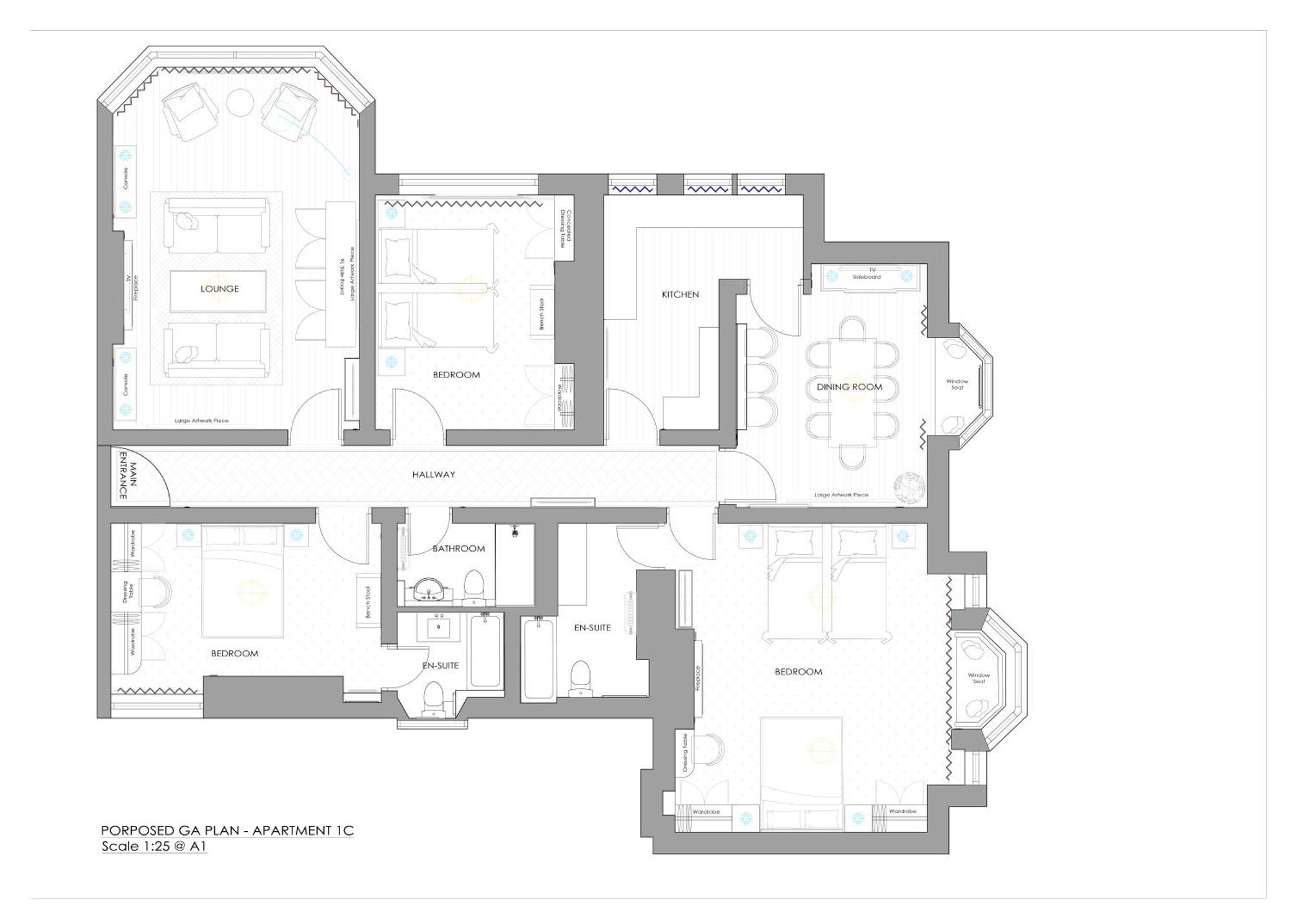 Three-Bedroom Apartment 3 bathrooms